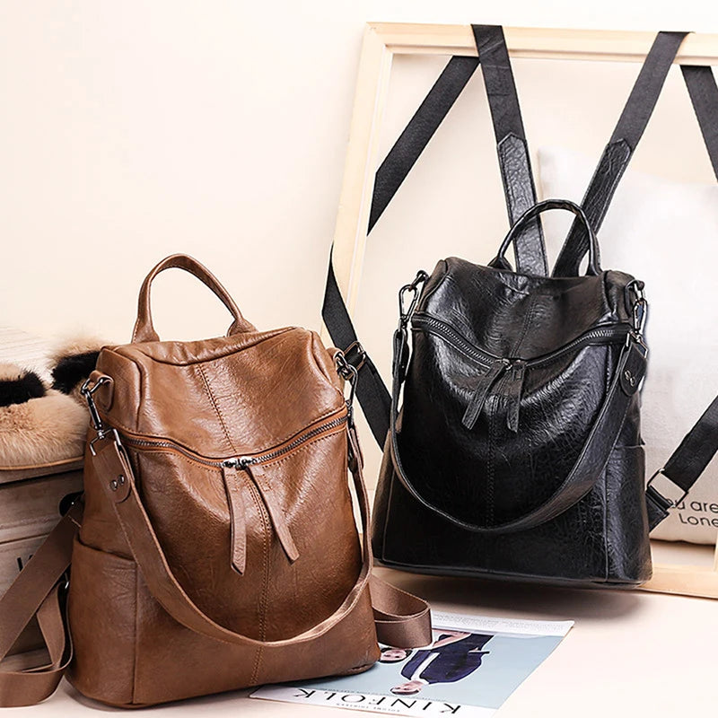 Women's Wild Travel Leather Backpack - Leisure Bag