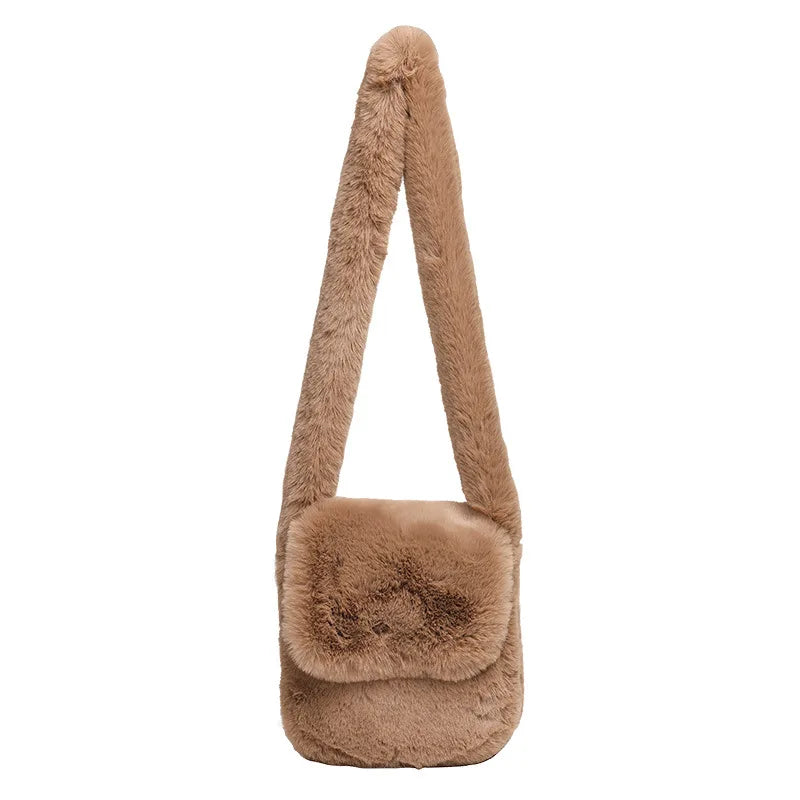 Plush Mobile Phone Bag Casual Retro One Shoulder Women's Bag