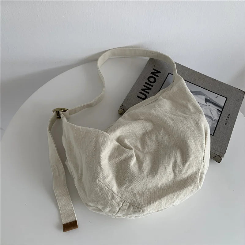 Large Canvas Dumpling Bag Women's Crossbody Messenger Bag