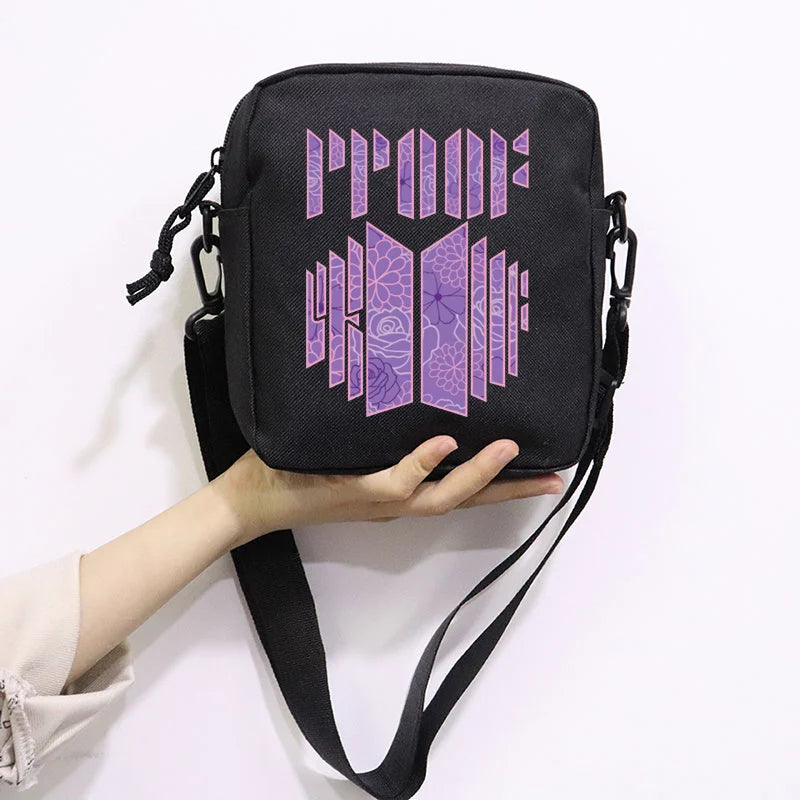Kpop Proof Print Messenger Bag Mini Canvas Shoulder Bags
