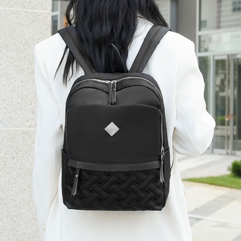 Women's Backpack Oxford Cloth School Bag Large Capacity Double Zipper Travel Sho