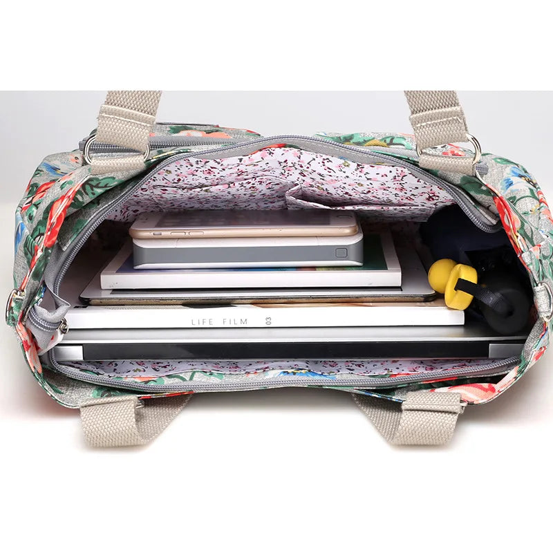 Vintage Flower Print Women Crossbody Bag Large Capacity Shoulder Travel Bag