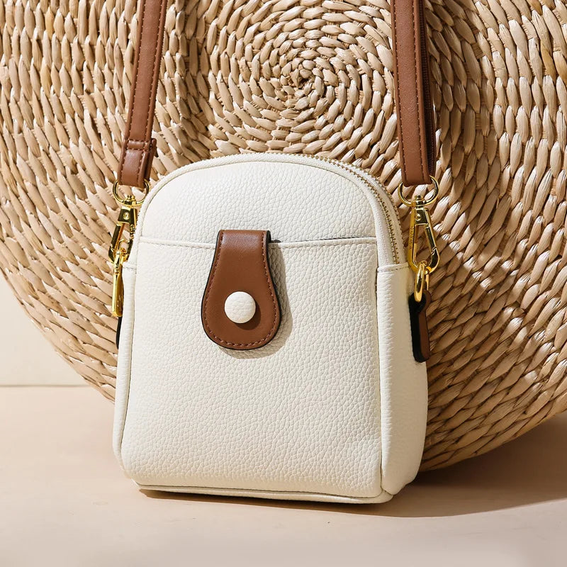 Ladies Lychee Pattern One Shoulder Messenger Bag Small Square Bag