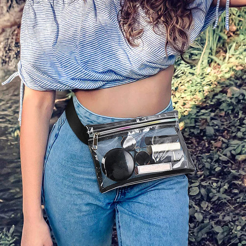 Ladies PVC Waist Bag Beach Belt Summer Transparent Jelly High Casual Waist Bag