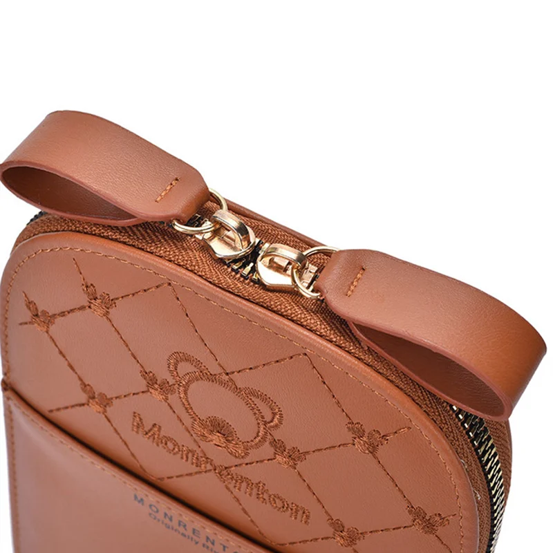 Embroidered Small Shoulder Bag for Women with Zipper Wallet