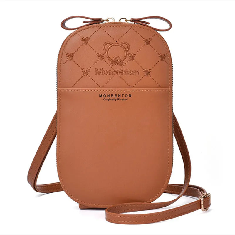 Embroidered Small Shoulder Bag for Women with Zipper Wallet