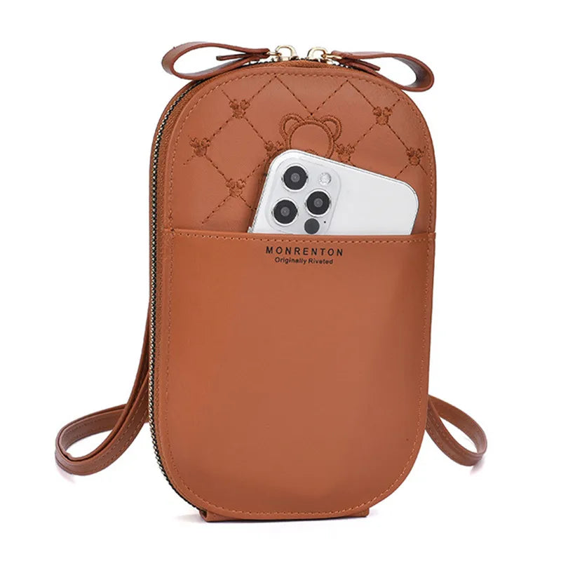 Embroidered Small Shoulder Bag for Women with Zipper Wallet