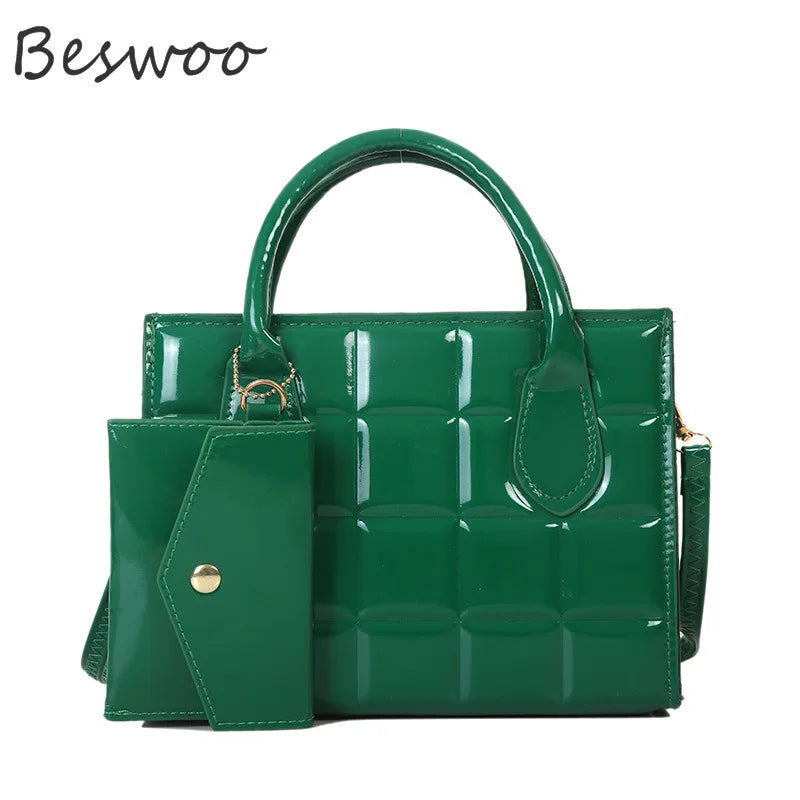 Lacquered Embossed Crossbody Shoulder Bag for Women