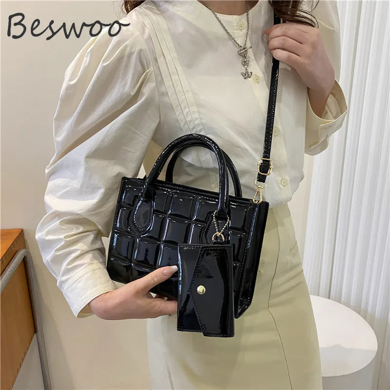Lacquered Embossed Crossbody Shoulder Bag for Women