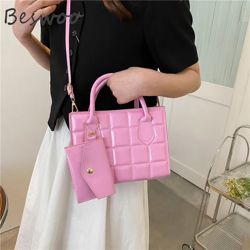 Lacquered Embossed Crossbody Shoulder Bag for Women