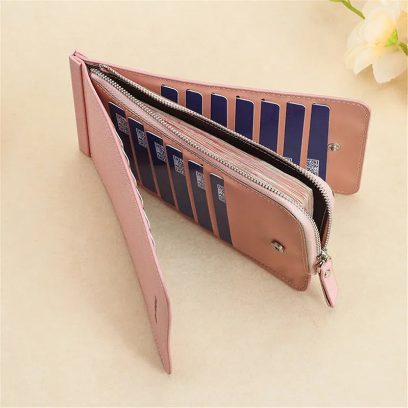 Long Wallet with Zipper, Multi-Card Slots, European/American Style