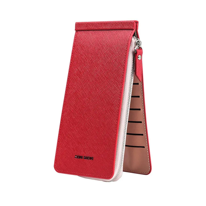 Long Wallet with Zipper, Multi-Card Slots, European/American Style