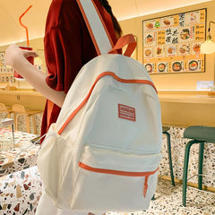Lady Pink Nylon Book Backpack Female Laptop Student Bag