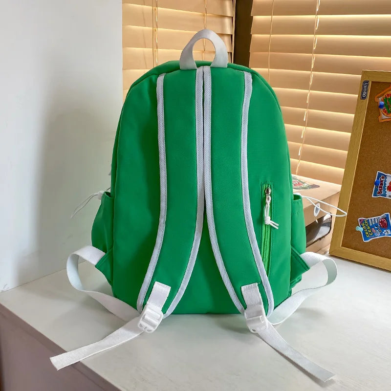 Lady Pink Nylon Book Backpack Female Laptop Student Bag