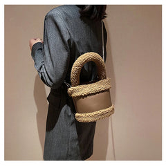 Lamb Hair Chain Crossbody Bucket Bag Female