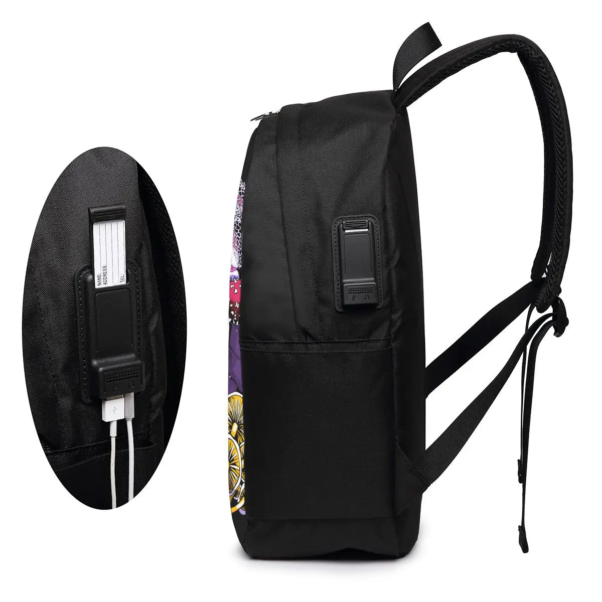Psychedelic Mushrooms & Skulls Laptop Backpack