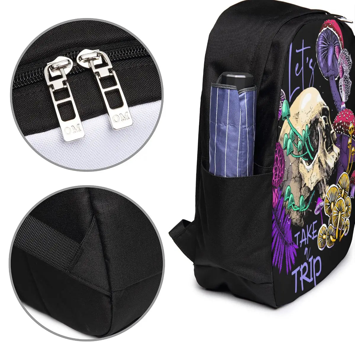 Psychedelic Mushrooms & Skulls Laptop Backpack