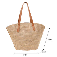 Large Capacity Straw Shoulder Bag for Summer Travel