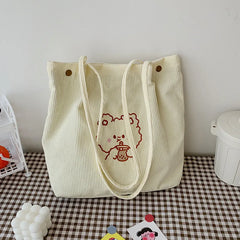 Large Capacity Canvas Women's Handbag Corduroy Shoulder Bags