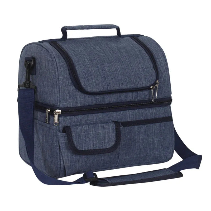 Large Capacity Dual Compartment Lunch Bag for Men Women