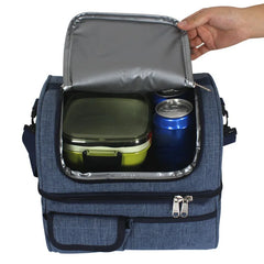 Large Capacity Dual Compartment Lunch Bag for Men Women