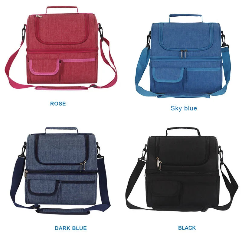 Large Capacity Dual Compartment Lunch Bag for Men Women