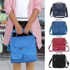 Large Capacity Dual Compartment Lunch Bag for Men Women