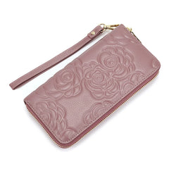 Large Capacity Leather Wallet Women Handbag Long Zipper Soft Leather Handbag