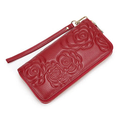 Large Capacity Leather Wallet Women Handbag Long Zipper Soft Leather Handbag