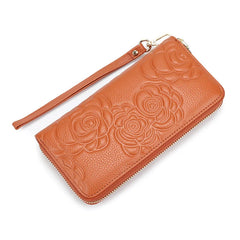 Large Capacity Leather Wallet Women Handbag Long Zipper Soft Leather Handbag