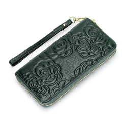 Large Capacity Leather Wallet Women Handbag Long Zipper Soft Leather Handbag