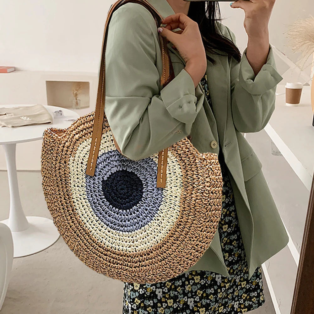 Large Capacity Straw Woven Bag Summer Beach Travel Women Bags