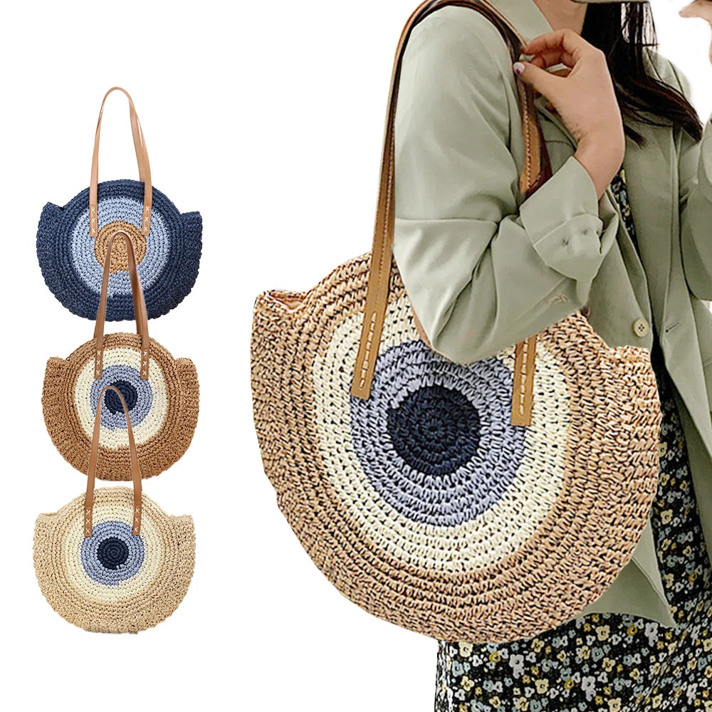 Large Capacity Straw Woven Bag Summer Beach Travel Women Bags