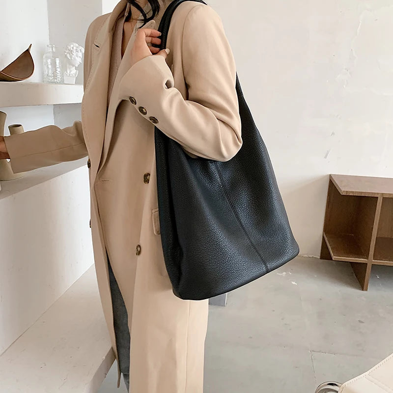 Large Capacity Shoulder Bags PU Leather Women Female Handbags Travel Trending