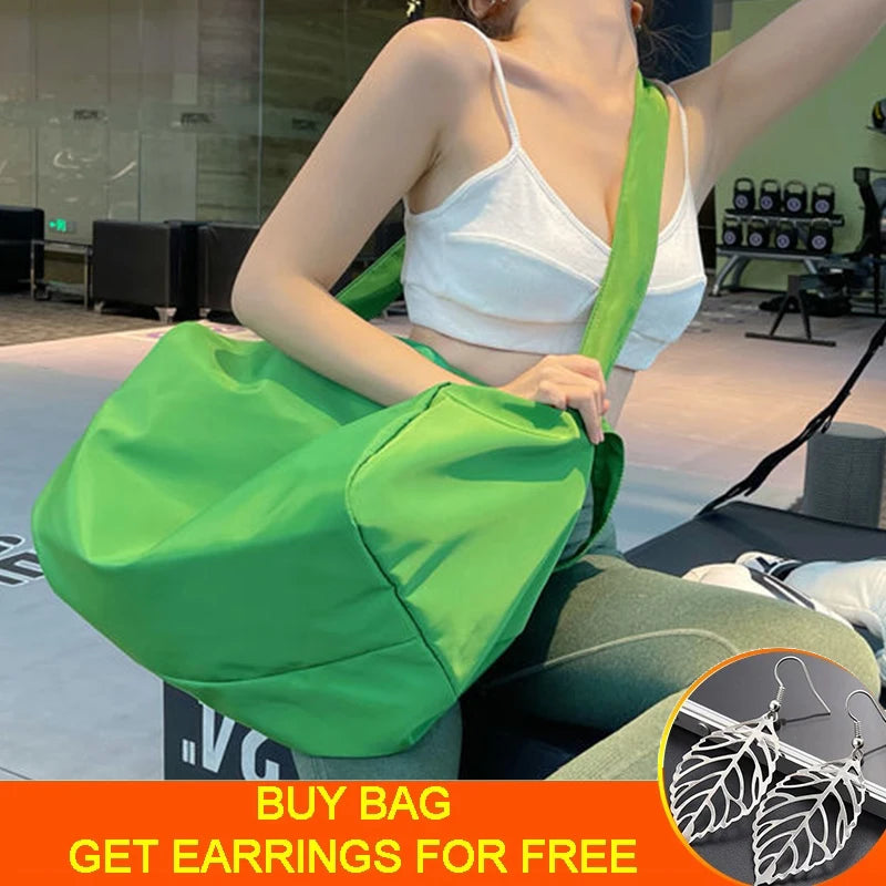 Waterproof Nylon Sport Bag for Women Yoga Travel Tote Handbag