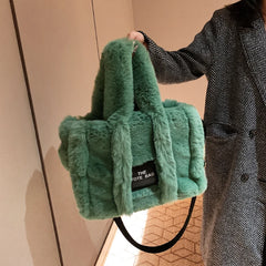 Large Capacity Women Plush Handbags Autumn And Winter Female Shoulder Bags