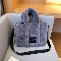 Large Capacity Women Plush Handbags Autumn And Winter Female Shoulder Bags