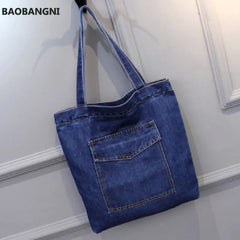 Large Capacity Women Shoulder Bags Casual Handbag Canvas Denim