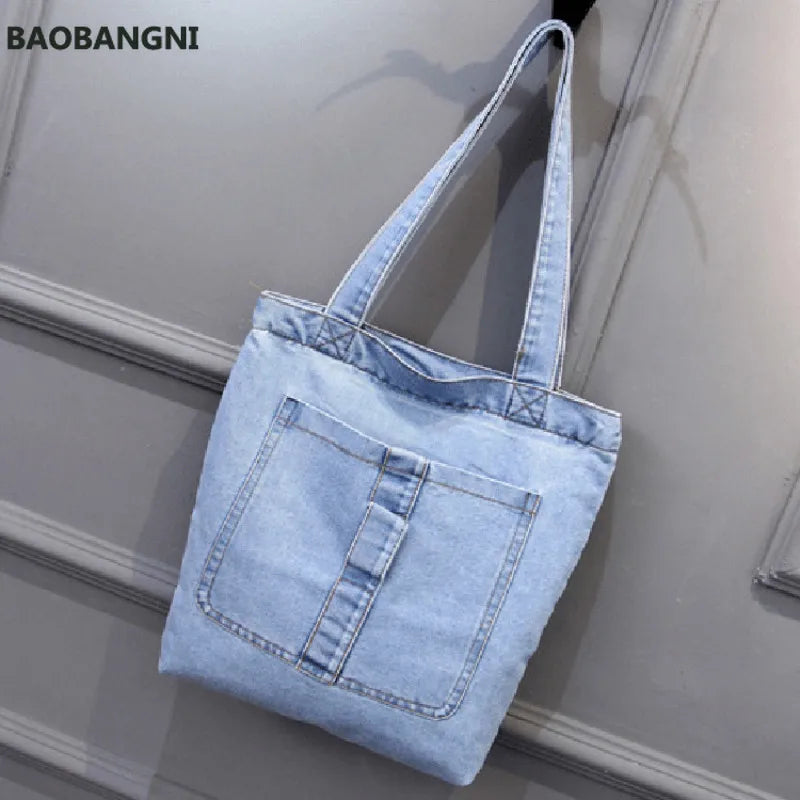 Large Capacity Women Shoulder Bags Casual Handbag Canvas Denim