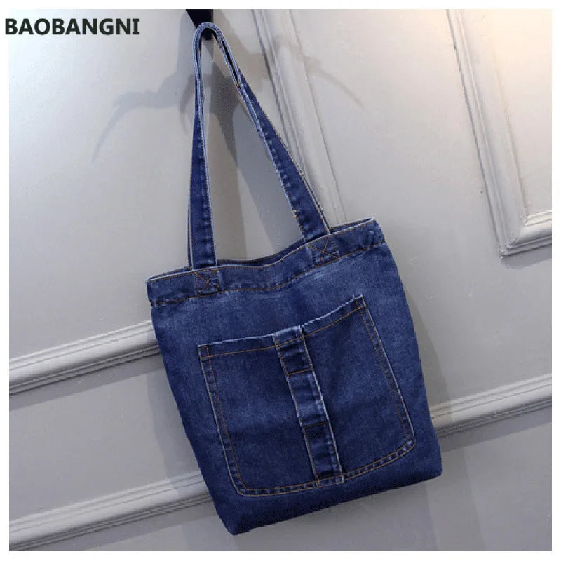 Large Capacity Women Shoulder Bags Casual Handbag Canvas Denim