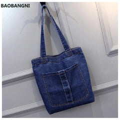 Large Capacity Women Shoulder Bags Casual Handbag Canvas Denim