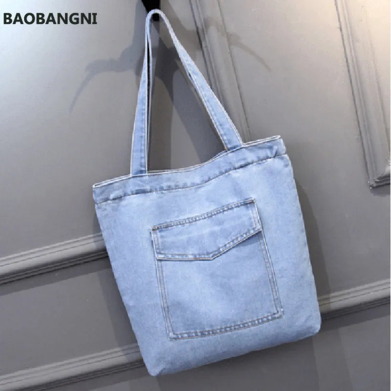 Large Capacity Women Shoulder Bags Casual Handbag Canvas Denim