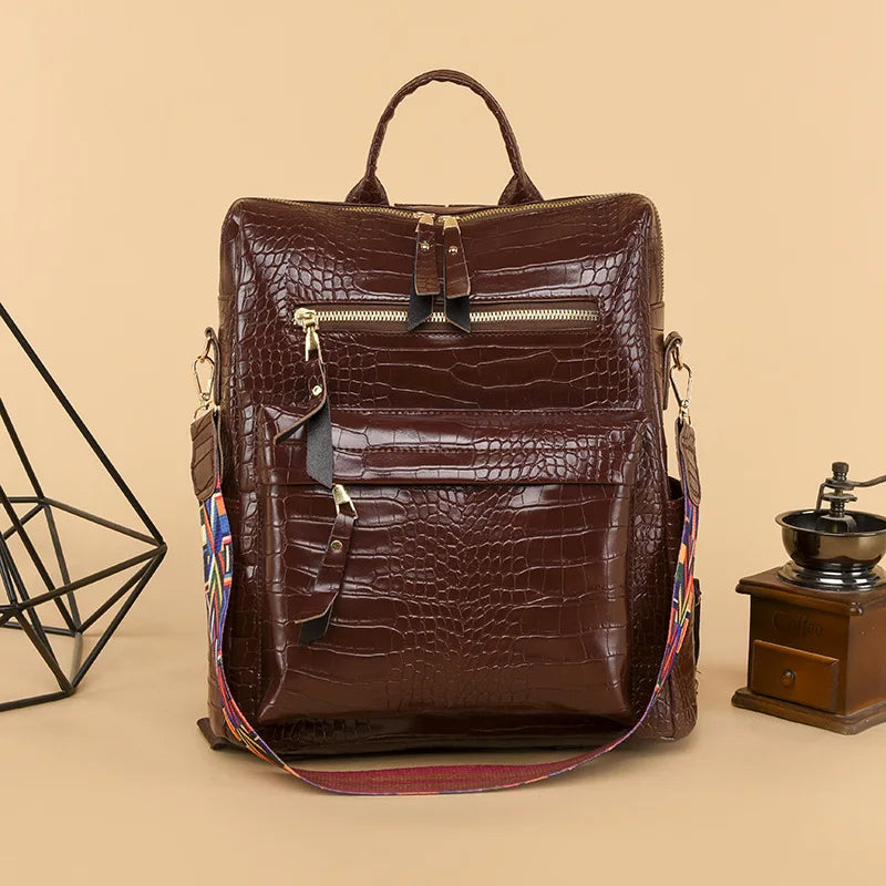 Large Women's Capacity PU Leather Backpack Bag for Teenager Girl