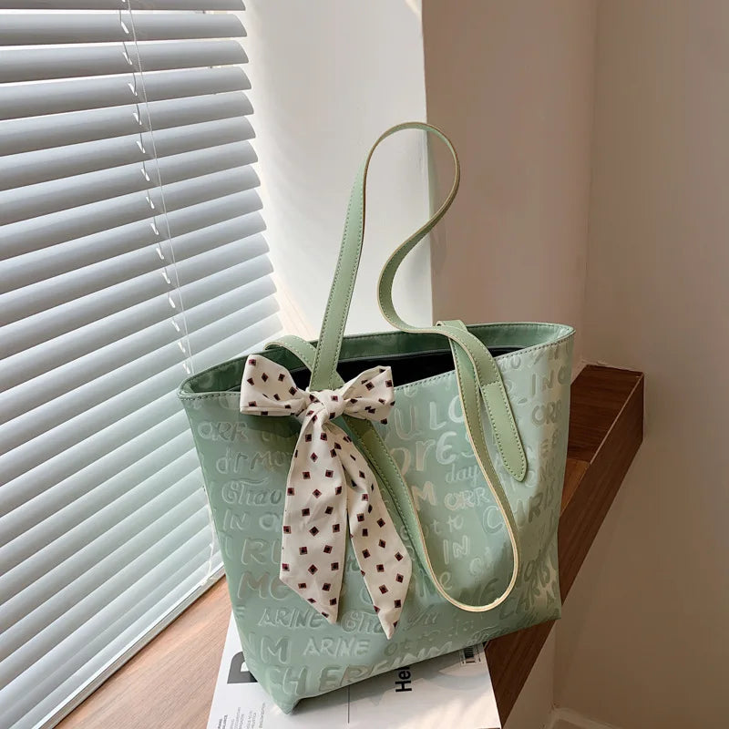 Summer Silver Letter Shoulder Tote Bag