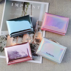 Laser Holographic Wallet Women Short Clutch Zipper Purses Phone Purse