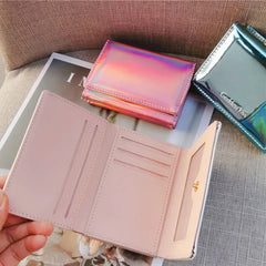 Laser Holographic Wallet Women Short Clutch Zipper Purses Phone Purse