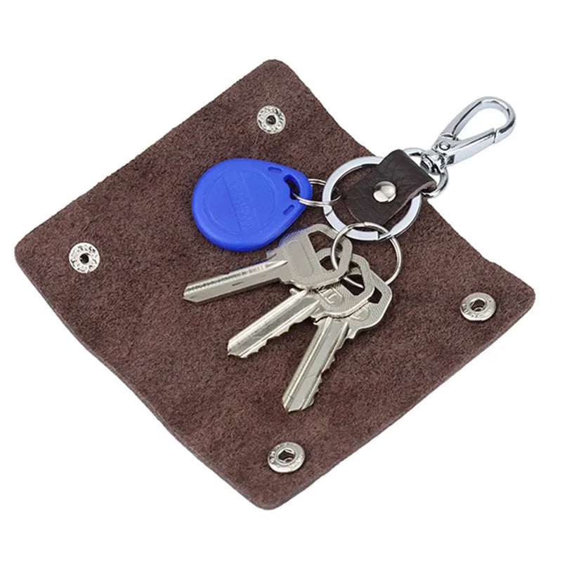 Leather Keychain Holder Organizer Pouch Car Wallet Housekeeper Mini Bag