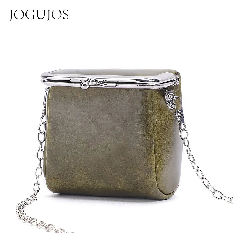 Red Envelope Japanese Leather Bag with Metal Chain