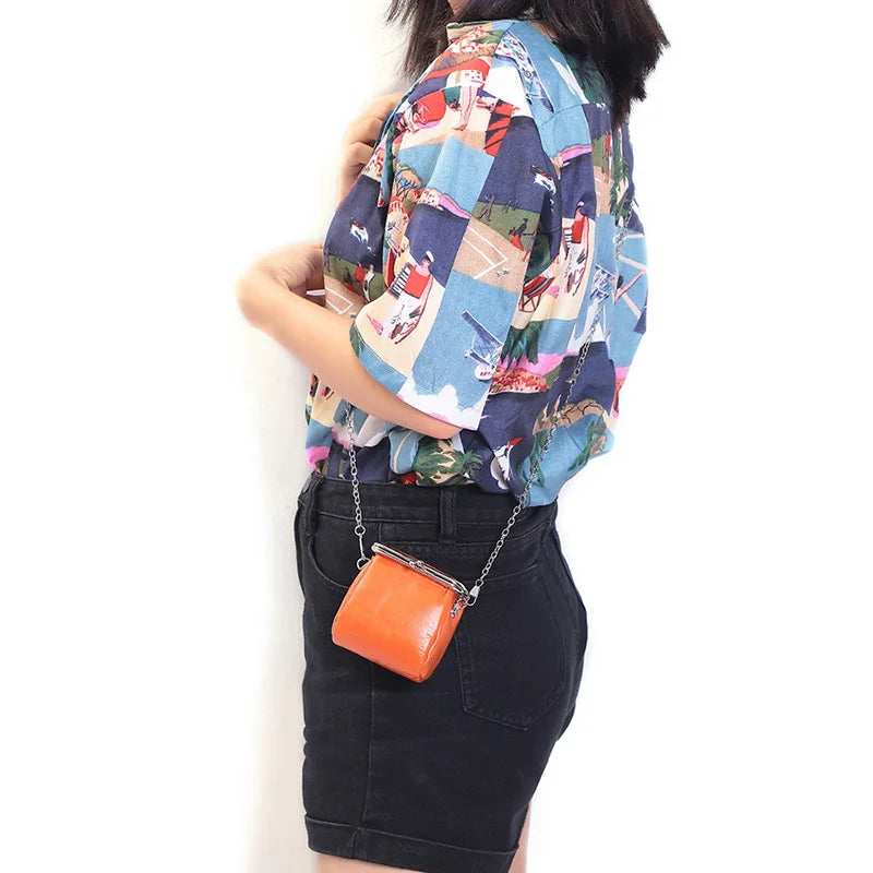 Red Envelope Japanese Leather Bag with Metal Chain
