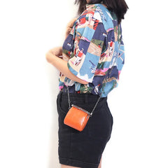 Red Envelope Japanese Leather Bag with Metal Chain